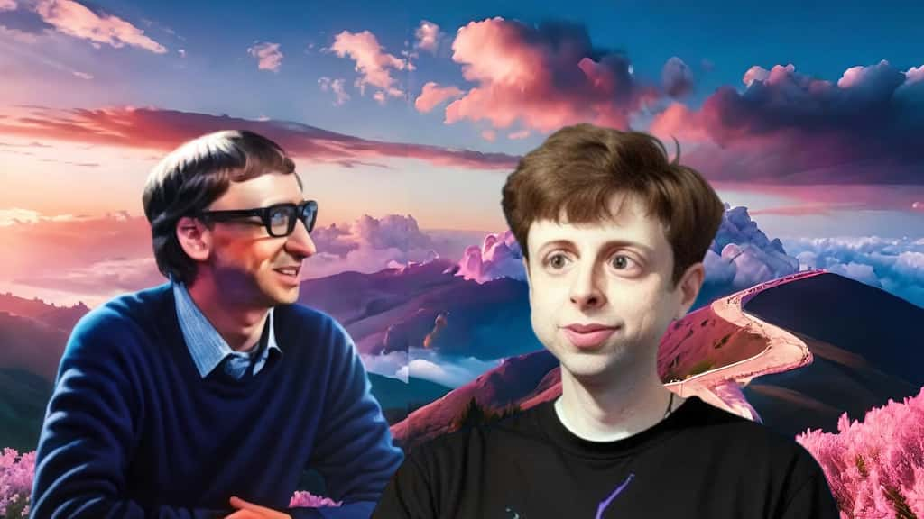 Le premier, Bill Gates, a été la star de l’informatique durant une vingtaine d’années. Le second, Sam Altman, est le chef de file de l’intelligence artificielle. Leur conversation est plus que passionnante. © D. Ichbiah via Dreamlike.art et Adobe Firefly